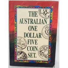 AUSTRALIA 1984 - 1992 . ONE 1 DOLLAR COINS . FIVE COIN SET . CHOICE UNCIRCULATED